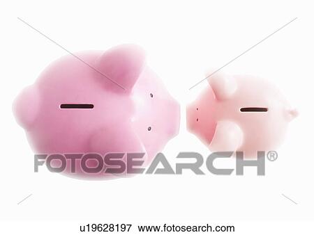 Piggy banks on white View Large Photo Image Stock Photo - Piggy banks on white. Fotosearch