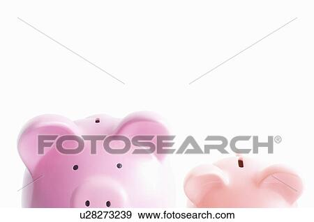 Piggy banks on white View Large Photo Image Stock Photo - Piggy banks on white. Fotosearch