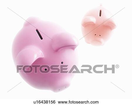 Stock Photograph - Piggy banks on white. Fotosearch