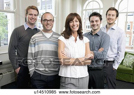 Stock Photography - Portrait of 5 business people. Fotosearch