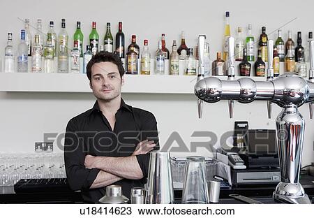 Stock Image - Portrait of a Waiter. Fotosearch