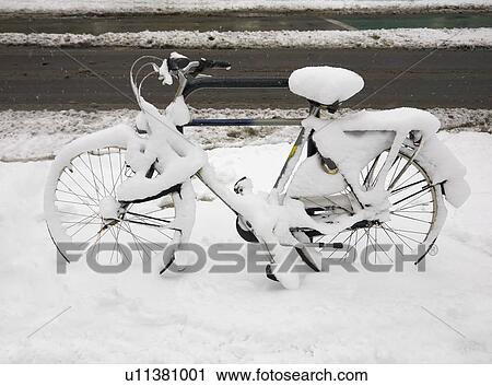 Snow covered bicycle View Large Photo Image Stock Image - Snow covered bicycle. Fotosearch