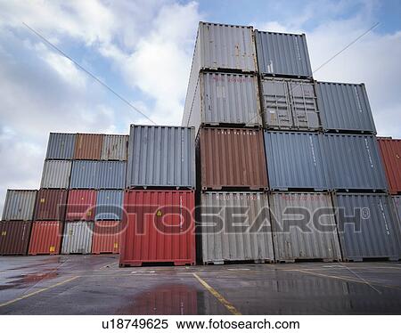 Stacked Shipping Containers View Large Photo Image Stock Photography - Stacked Shipping Containers. Fotosearch