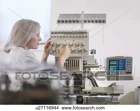 Picture - Technician Weaving Medical Product. Fotosearch