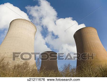 Water cooling towers View Large Photo Image Stock Photograph - Water cooling towers. Fotosearch