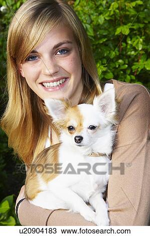 Woman and her Chihuahua View Large Photo Image Stock Image - Woman and her Chihuahua. Fotosearch