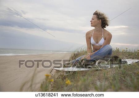woman overlooking beach View Large Photo Image Stock Image - woman overlooking beach. Fotosearch