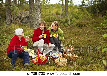 Women having coffee break in forest View Large Photo Image Stock Photo - Women having coffee break in forest. Fotosearch