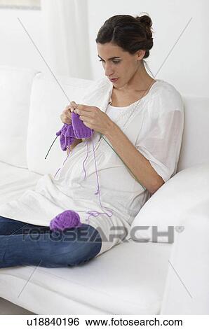 young woman knitting View Large Photo Image Stock Photograph - young woman knitting. Fotosearch