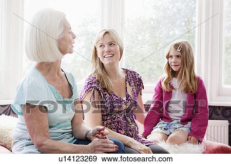 Stock Photo - A grandmother, mother and daughter. Fotosearch