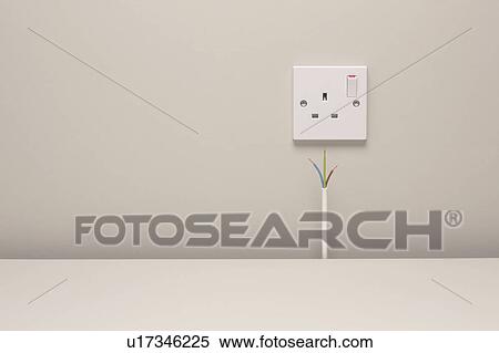 Bare wires by an electrical wall socket View Large Photo Image Stock Photography - Bare wires by an electrical wall socket. Fotosearch