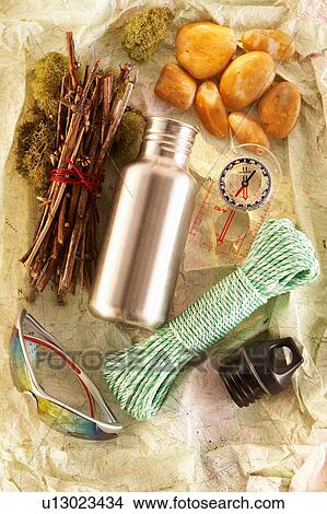 Basic equipment for a day hike View Large Photo Image Picture - Basic equipment for a day hike. Fotosearch