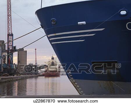 Blue Ship Docked At Port View Large Photo Image Stock Image - Blue Ship Docked At Port. Fotosearch