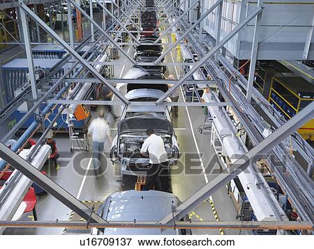 Stock Photo - Car Plant Production Line From Above. Fotosearch