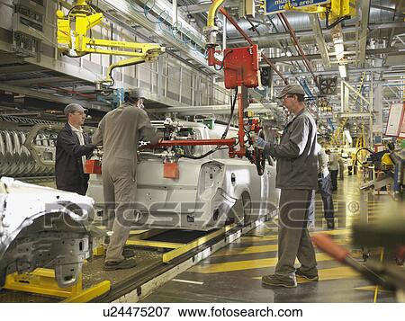 Car Plant Workers On Production Line View Large Photo Image Stock Photo - Car Plant Workers On Production Line. Fotosearch
