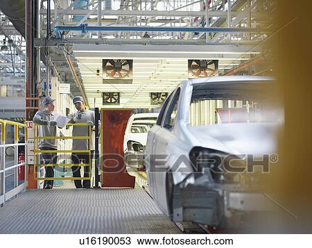 Car Plant Workers & Production Line View Large Photo Image Stock Image - Car Plant Workers & Production Line. Fotosearch