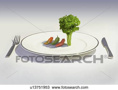 chillies and parsley on plate View Large Photo Image Stock Image - chillies and parsley on plate. Fotosearch