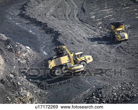 Coal Mine With Diggers From Above View Large Photo Image Stock Photo - Coal Mine With Diggers From Above. Fotosearch