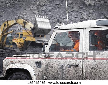 Coal Miners In Landrover In Mine View Large Photo Image Stock Photography - Coal Miners In Landrover In Mine. Fotosearch
