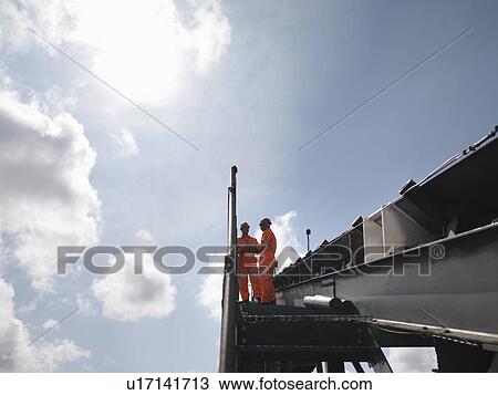 Stock Image - Coal Workers On Viewing Platform. Fotosearch