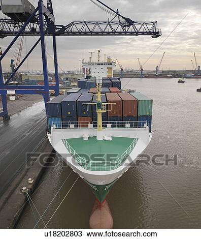 Container Ship At Port View Large Photo Image Stock Image - Container Ship At Port. Fotosearch