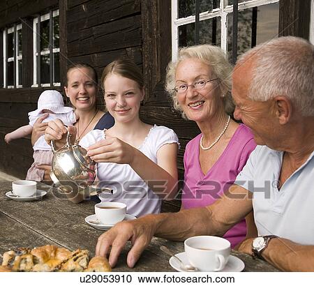 Stock Image - family of three generations. Fotosearch