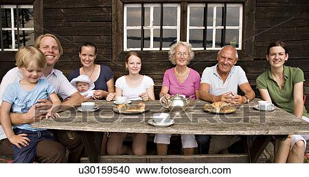 Stock Image - family of three generations. Fotosearch