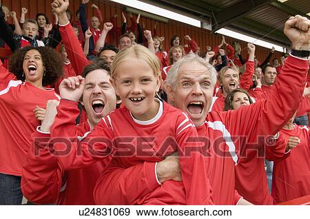 Fans celebrating at football match View Large Photo Image Stock Photo - Fans celebrating at football match. Fotosearch