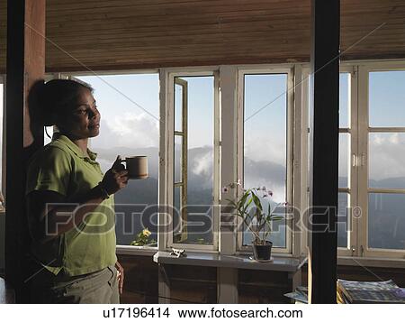 Female Coffee Worker Drinking Coffee View Large Photo Image Picture - Female Coffee Worker Drinking Coffee. Fotosearch