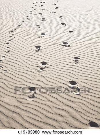 Stock Image - Footprints in sand. Fotosearch