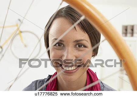 happy woman in bikestore View Large Photo Image Stock Photography - happy woman in bikestore. Fotosearch