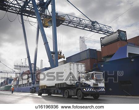 Stock Photograph - Lorry Working In A Port. Fotosearch