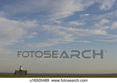 Male sitting on a bench View Large Photo Image Stock Photo - Male sitting on a bench. Fotosearch