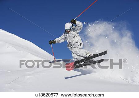 Man in white & grey camo suit off-piste. View Large Photo Image Stock Photo - Man in white & grey camo suit off-piste.. Fotosearch