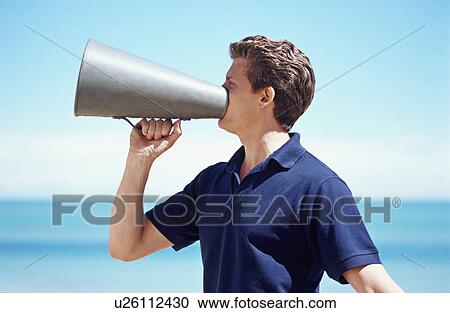 Man with mega phone View Large Photo Image Stock Image - Man with mega phone. Fotosearch