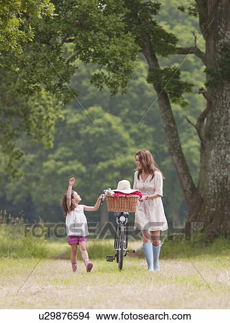 Mother and child with bike and picnic View Large Photo Image Picture - Mother and child with bike and picnic. Fotosearch
