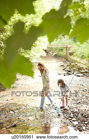 Mother and daughter with nets in stream View Large Photo Image Stock Image - Mother and daughter with nets in stream. Fotosearch