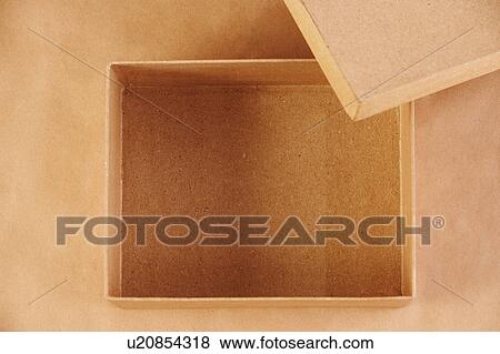 Stock Photo - Overhead view of an empty cardboard box. Fotosearch
