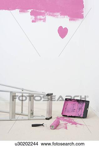 painted heart on wall and spilt paint View Large Photo Image Picture - painted heart on wall and spilt paint. Fotosearch
