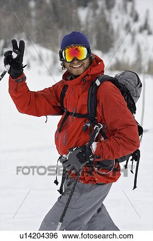Stock Photograph - Portrait of a skier. Fotosearch