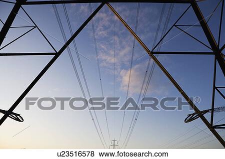 Pylons and power cables 1 View Large Photo Image Stock Photo - Pylons and power cables 1. Fotosearch