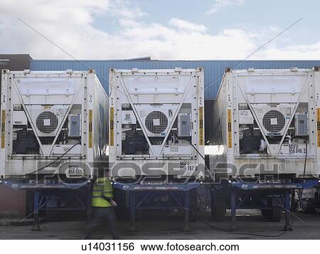 Refrigerated Lorries At Food Factory View Large Photo Image Stock Photograph - Refrigerated Lorries At Food Factory. Fotosearch