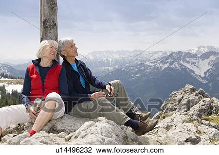 senior couple on mountain summit View Large Photo Image Stock Image - senior couple on mountain summit. Fotosearch