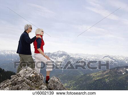 senior couple on mountain summit View Large Photo Image Stock Photo - senior couple on mountain summit. Fotosearch