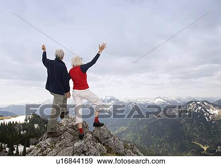 senior couple on mountain summit View Large Photo Image Stock Photo - senior couple on mountain summit. Fotosearch
