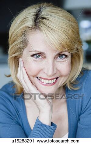 Stock Image - Senior Woman Smiling to Camera. Fotosearch