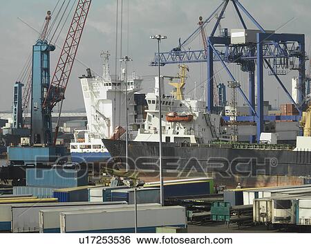 Stock Photograph - Ships Docked In A Port. Fotosearch