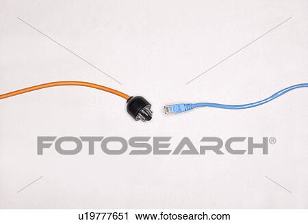 Stock Image - Two different types of cables meeting. Fotosearch