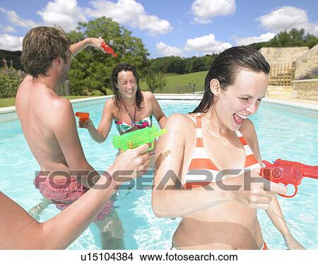 Picture - water fight. Fotosearch