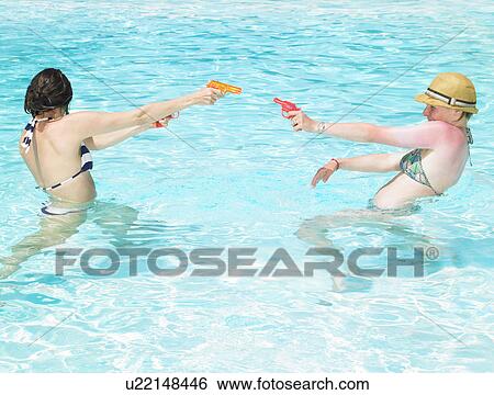 Stock Photograph - water fight. Fotosearch